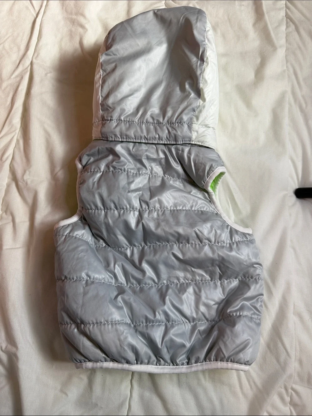 H&M Kids Gray and Neon Green Hooded Puffer Vest